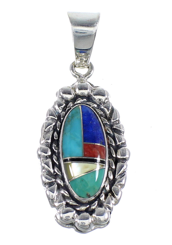 Multicolor Southwest Inlay Silver Pendant RX54488